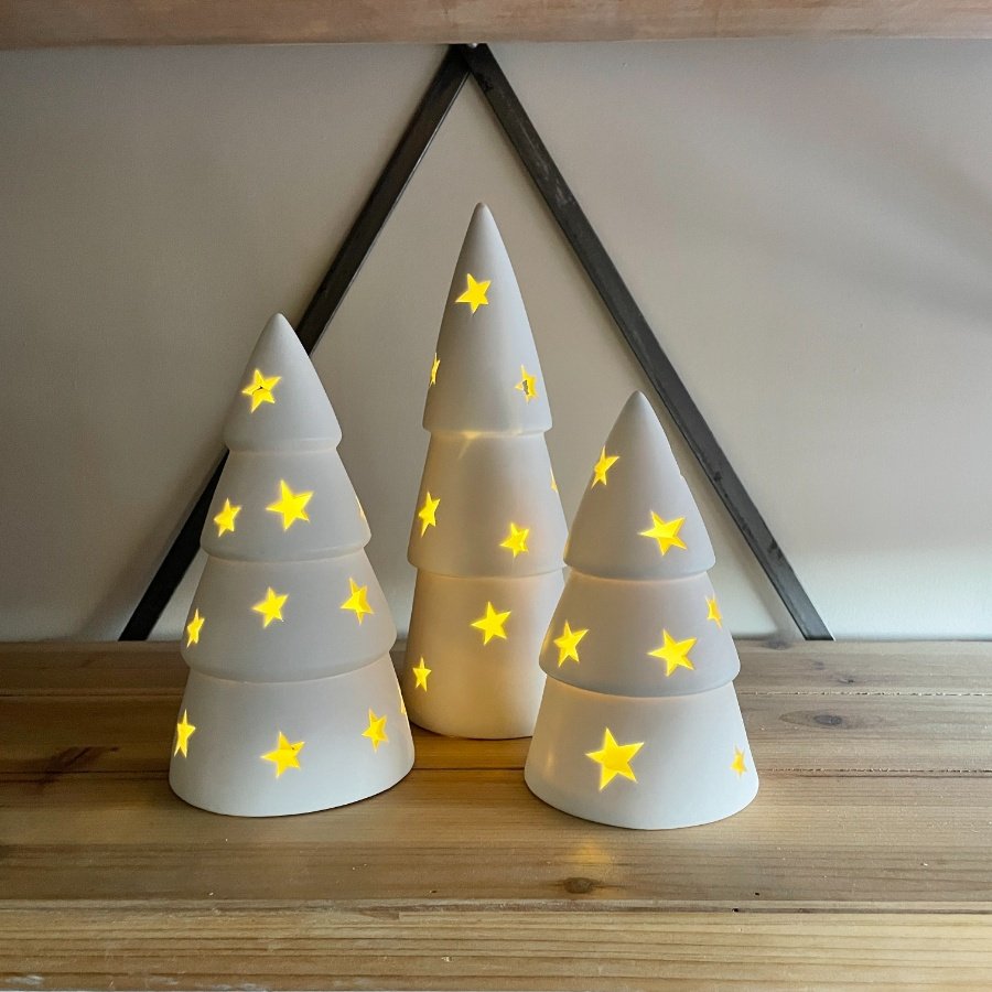 Star Ceramic Christmas Tree, 21.5cm 57335 Christmas / Light Up & LED Lights Gainsborough