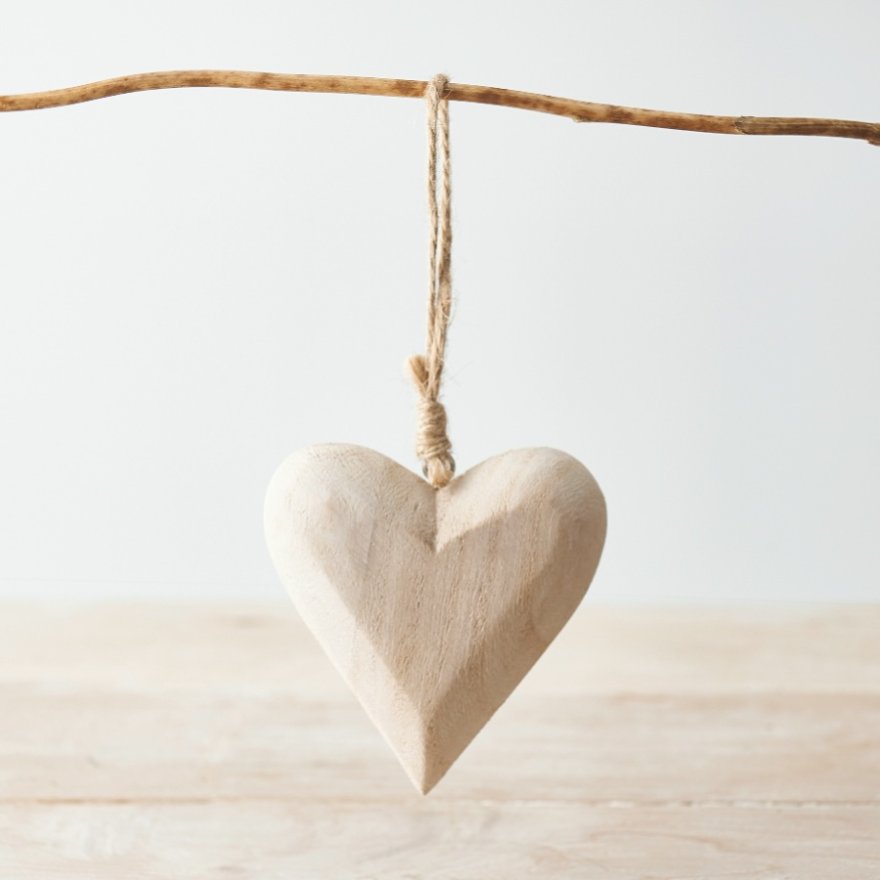 Extra Small Rustic Hanging Heart, 9.3cm