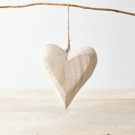 Medium Rustic Hanging Heart, 14.5cm