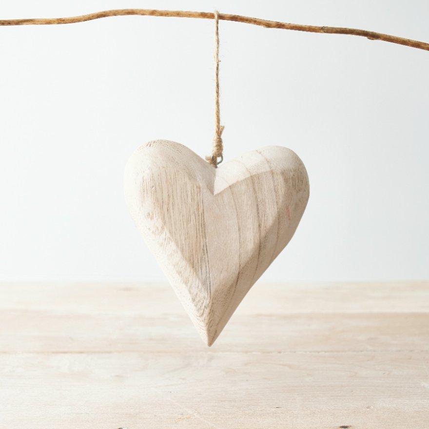 Medium Rustic Hanging Heart, 14.5cm