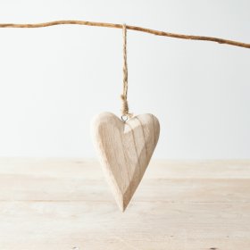 A Charming Wooden Hanging Heart Decoration