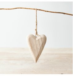 A Charming Wooden Hanging Heart Decoration