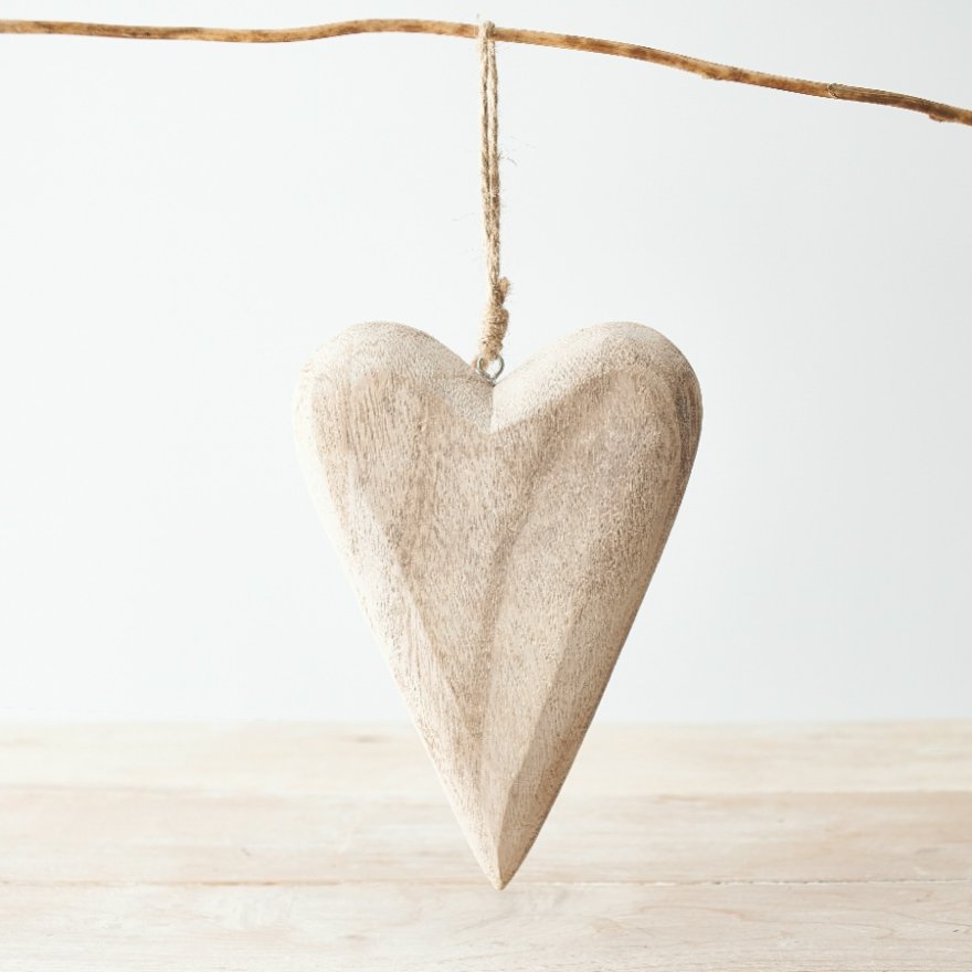 Wooden Hanging Heart, 15.3cm