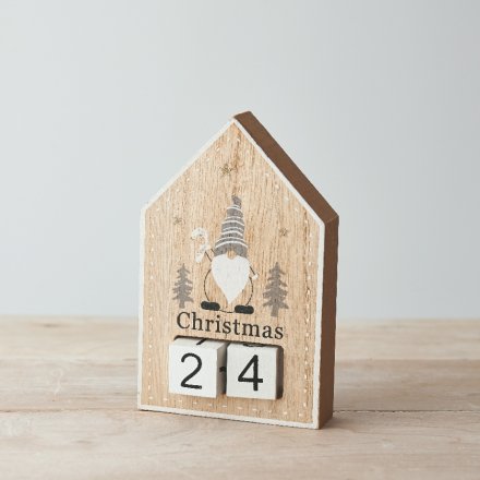 Wooden Christmas Countdown Block, 15cm