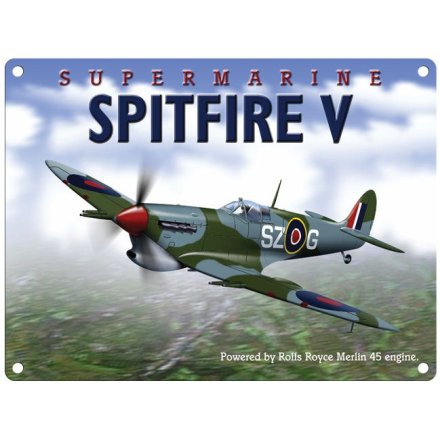Spitfire Supermarine Merlin Metal Sign, 20cm