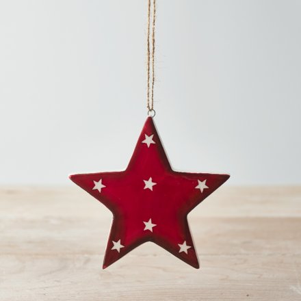 11cm Red Star Hanging Decoration