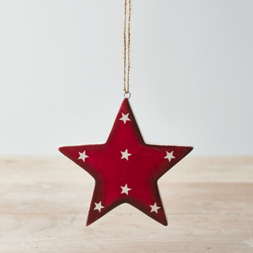 Red Star Hanging Decoration, 11cm