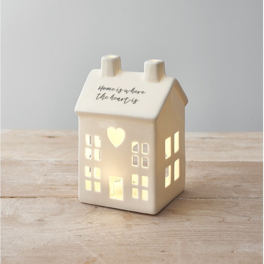 White Ceramic Candle House, 13.5cm