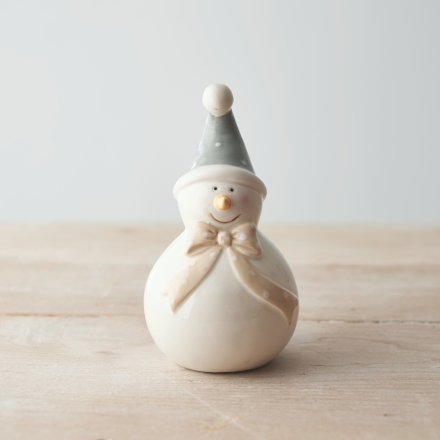 Snowman Ornament With Bow, 12.5cm
