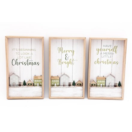 Assortment of 3 Christmas Wall Plaques, 30cm 