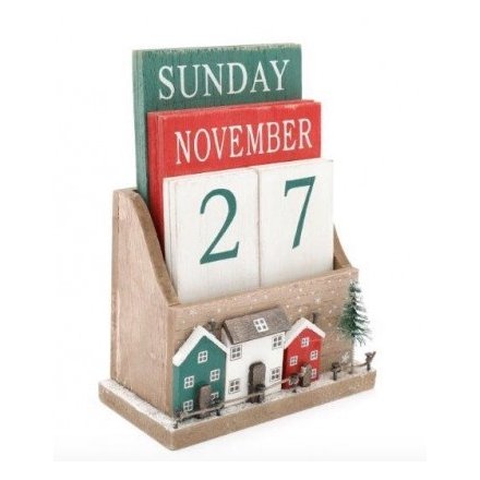 Christmas Houses Calendar Block, 16cm