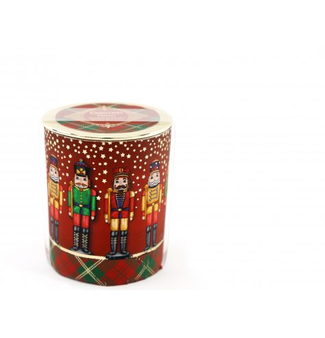 A classic red and gold traditional candle pot with a colourful nutcracker design. Beautiful scented with Christmas aroma