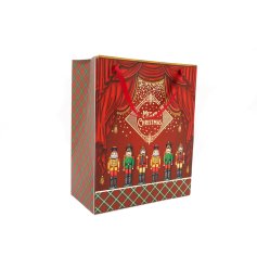 A beautifully ornate large gift bag with a traditional nutcracker design. Complete with luxury handle. 