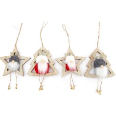 An Assortment of 4 Wooden Hanging Decorations