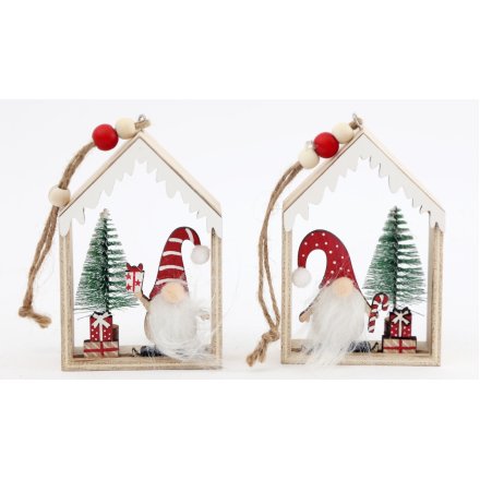 2 Assorted Santa W/tree In House Decoration, 11cm