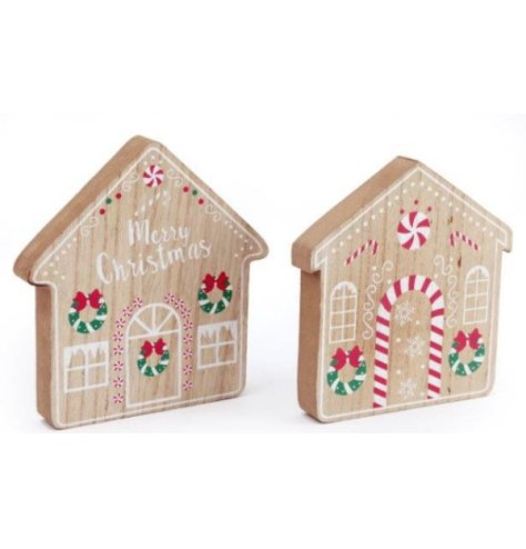 A Traditional Inspired Assortment of 2 Wooden Gingerbread House Coaster