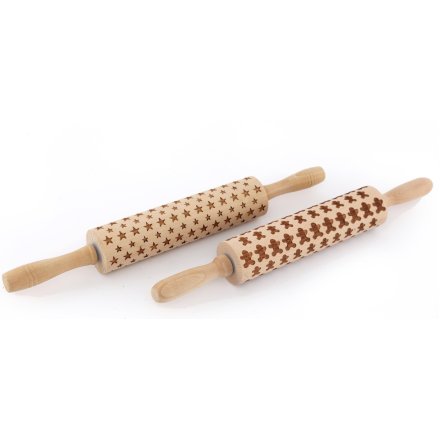 Assortment of 2 Christmas Rolling Pin, 39cm