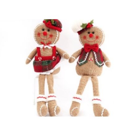 2 Assorted Gingerbread Man/Woman, 43cm