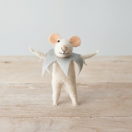 10.5cm White Mouse Silver Star