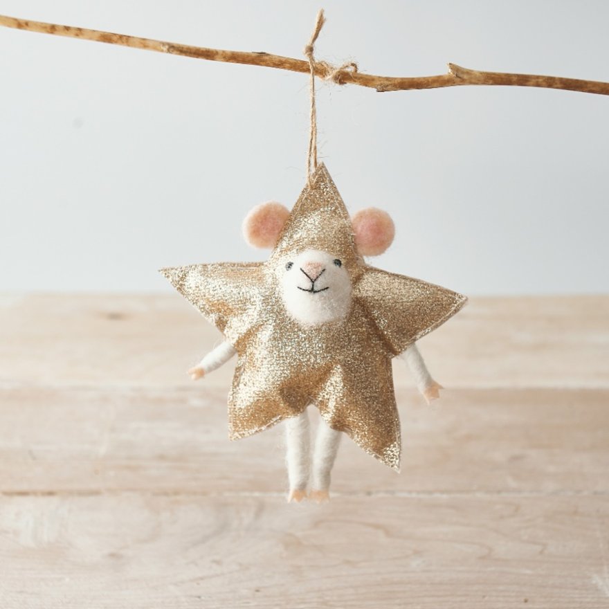 Hanging Mouse Star Decoration, 14cm