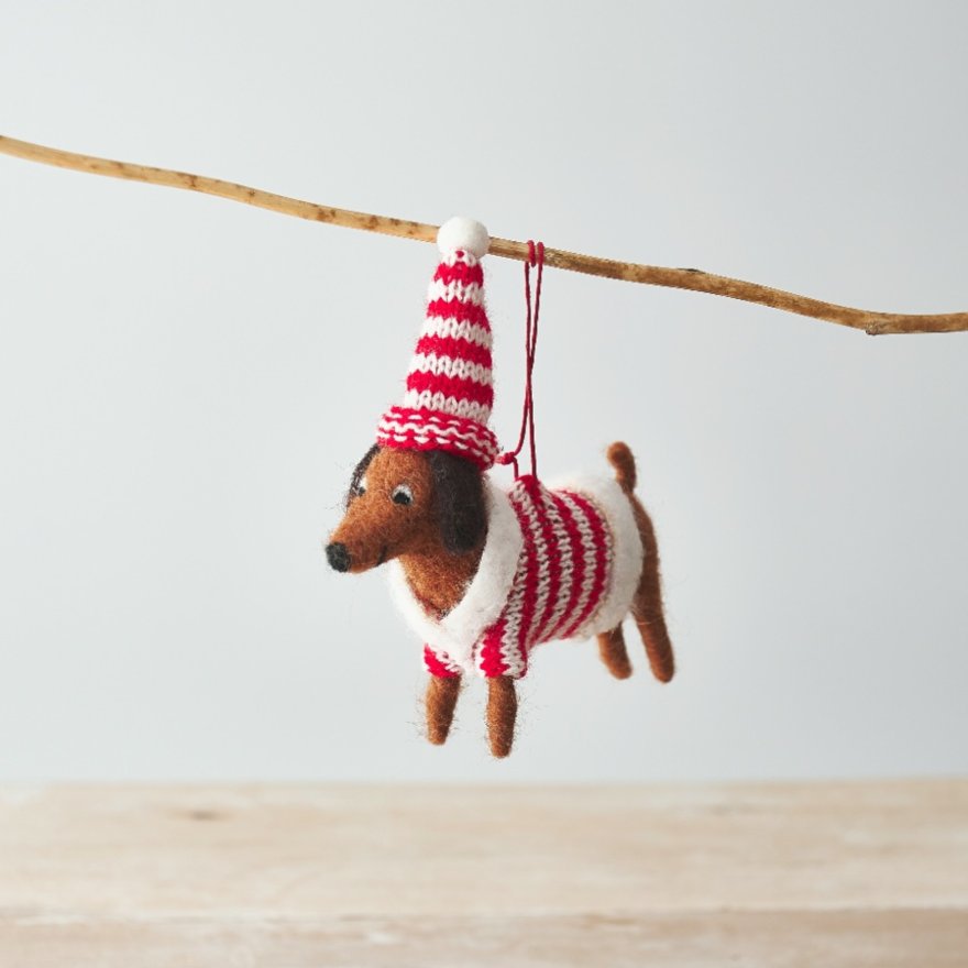 Dog Stripy Jumper And Hat, 11cm