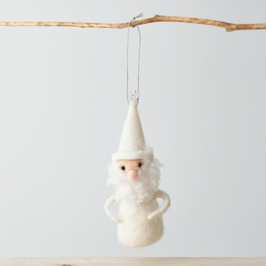 Hanging White Santa, 14cm