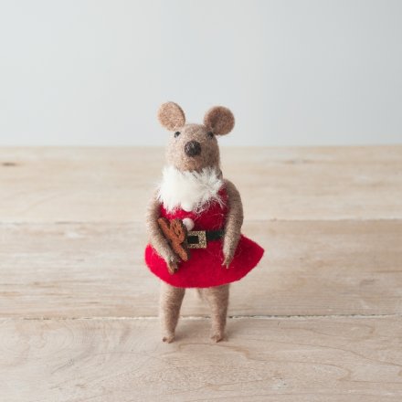 Mouse Santa Dress, 11cm