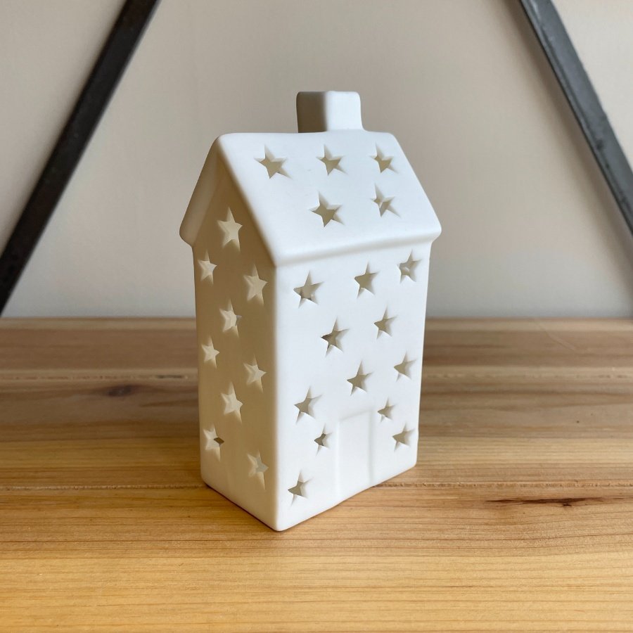 Star Cut Out White LED House, 13cm, 13cm Christmas Decorations