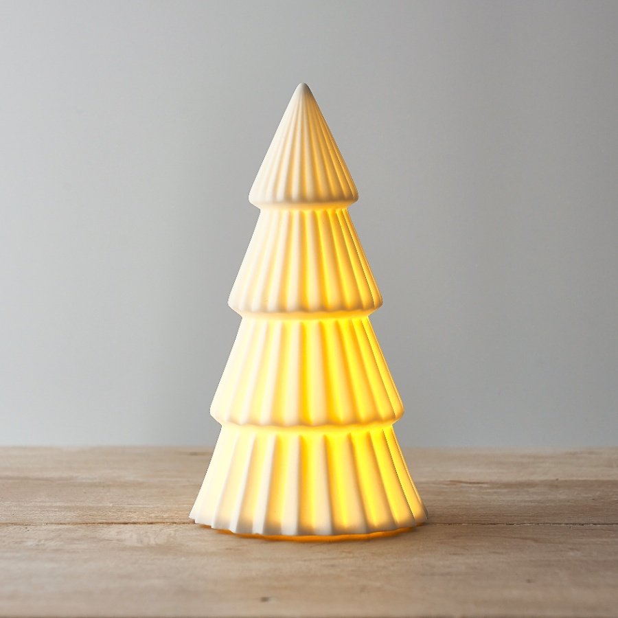 A simply stunning white ceramic LED christmas tree