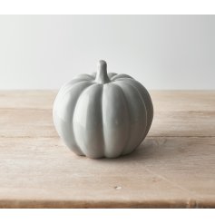 A Ceramic Pumpkin In A Cool Grey Colouring 