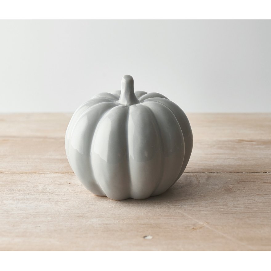 Grey Ceramic Pumpkin, 10cm