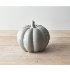 A Ceramic Pumpkin In A Cool Grey Colouring 