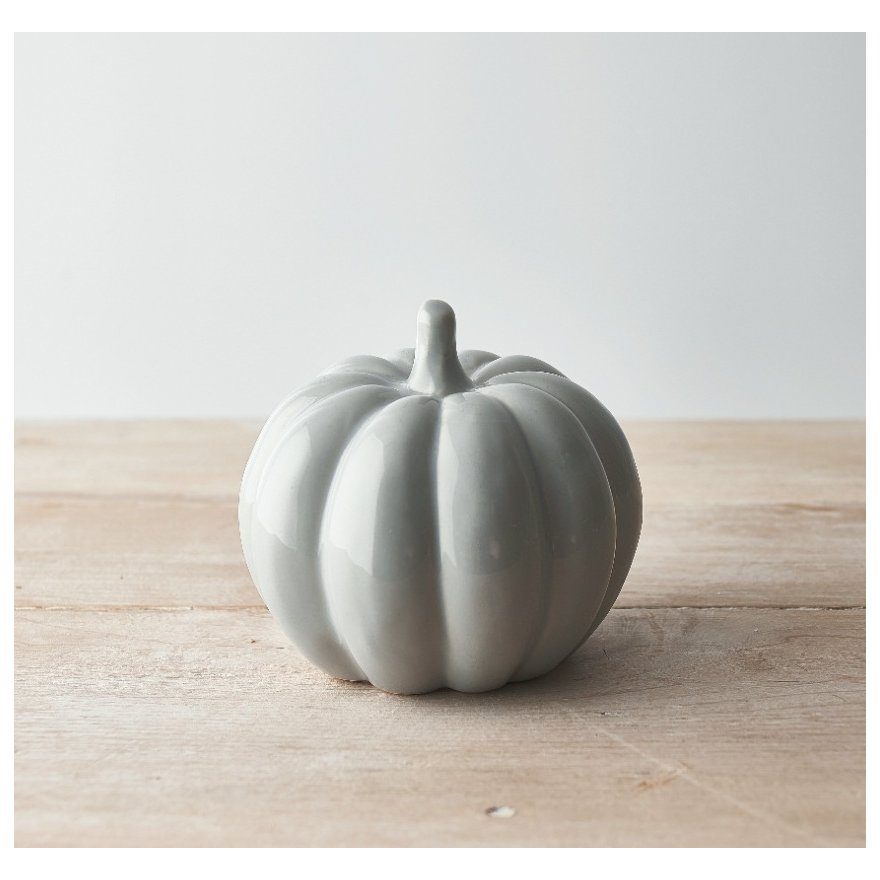 Grey Ceramic Pumpkin, 8.5cm