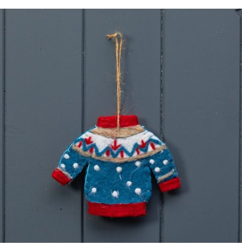 A fun and festive miniature Christmas jumper decoration. A unique item for the tree this season.