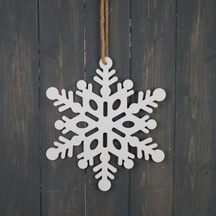 White Wooden Snowflakes, White Snowflake Wood, Wooden Decorations