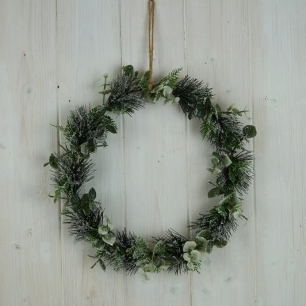 Frosted Foliage Wreath, 25cm
