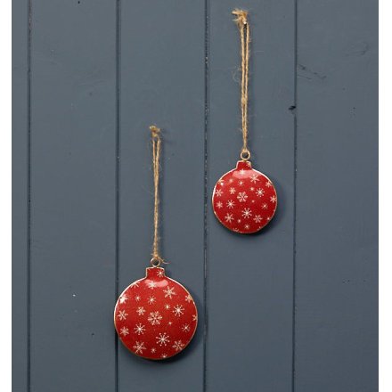 9cm Hanging Red Bauble
