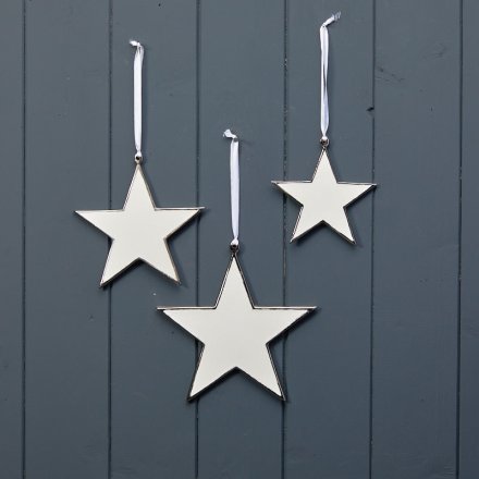 White & Silver Star Hanging Decoration, 16cm