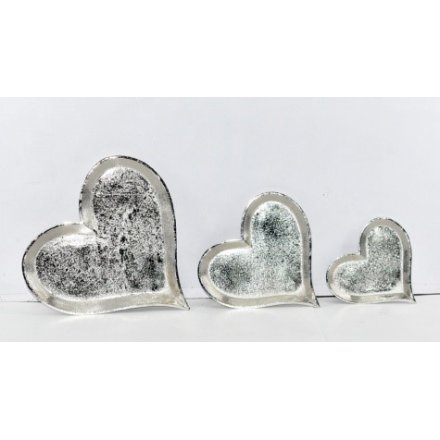 Silver Curb Heart Shape Plate 22cm 
