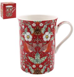 A festive inspired china mug in red