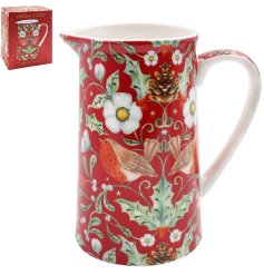 A festive inspired ceramic jug in red