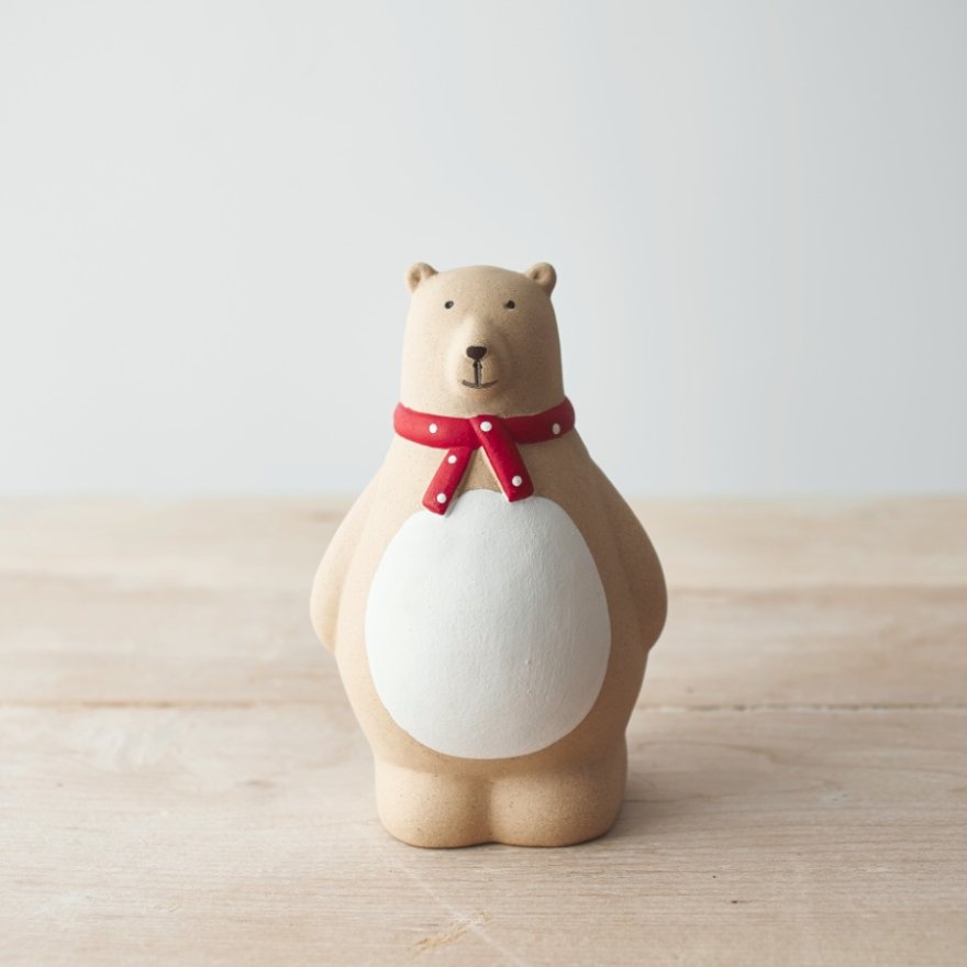 Bear Ornament With Scarf, 13.5cm