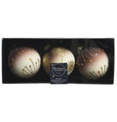 A charming set of 3 glass baubles
