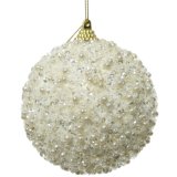 A chic cream bauble with gold string hanger. Made from an abundance of sequins and beads for a luxury look.
