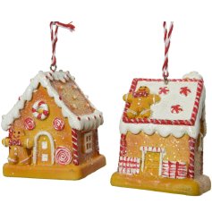 A sweet assortment of 2 gingerbread house decorations