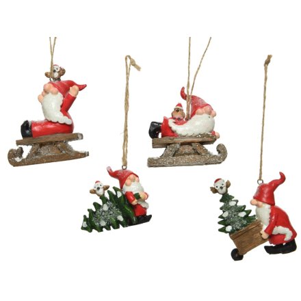 Santa Hanging Decorations 4 Assorted