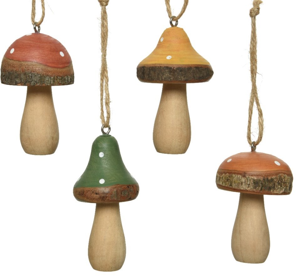 Hanging Mushrooms 4 Assorted 57838 Christmas / Hanging Decorations