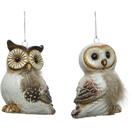 Assortment of 2 Owl Terracotta Hangers