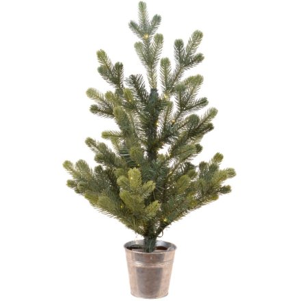 Metal Potted Tree With LEDs, 60cm