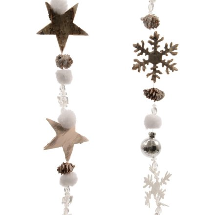 2 Assorted Star & Snowflake Garland, 105cm